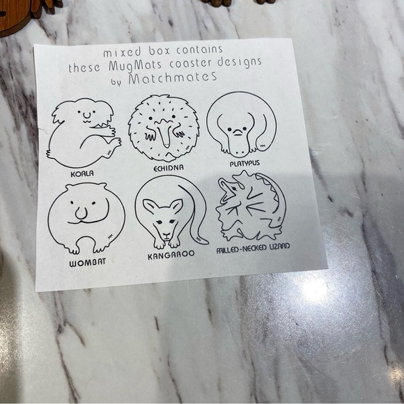 Vintage Coaster set  Mug Mats 6 Australian animal drink Coasters exotic wood - Picture 2 of 7